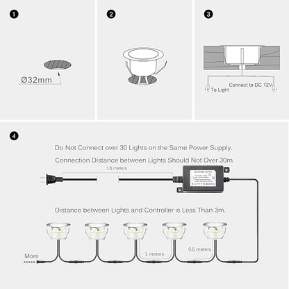 Led Deck Lights Outdoor Waterproof Low Voltage Stainless Steel 1W Outdoor Yard Garden Decoration Lamps Landscape Pathway Patio Step Stairs LED In-ground Lights Silver Border(10pcs, Warm White)