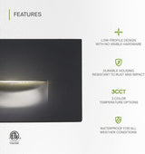 ASD LED Recessed Step Light Fixture, Outdoor & Indoor Stair Tread Lighting | 3CCT, Dimmable, Waterproof, ETL Listed | Lumora