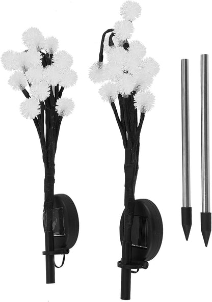 2 Pack Solar Garden Lights Outdoor, Water Proof 20LED Solar Powered Fairy Lights Dandelion Lamp Solar Lights Outdoor Decor for Outside Patio, Lawn, Garden, Yard (Warm Light)