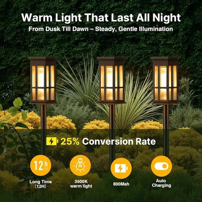 8-Pack Solar Lights Outdoor Waterproof – Solar Powered LED Outdoor Lights for Yard, Patio Light, Garden Decor Pathway Lighting, Lawn Lighting Waterproof, Driveway Decor Accent Glow Path Light