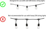 Outdoor String Light Pole Stand with 25 ft G40 Bistro String Lights - 9.5 Feet, Black, Heavy-Duty with Freestanding | Lumora