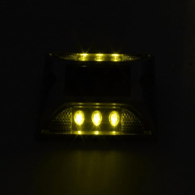 Aluminum Solar 6-LED Deck Dock Lights Step Road Path Lamp Waterproof Security Warning Driveway for Outdoor Fence Pool Patio Yard Home Pathway Stairs Garden (Yellow)