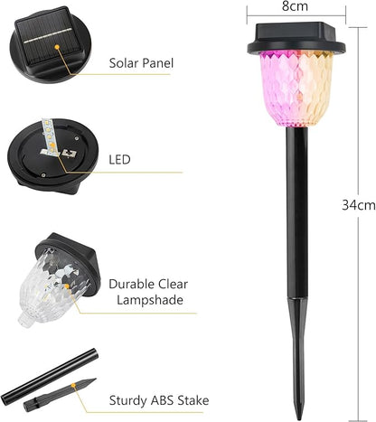 echosari 6 Pack Christmas Color Changing Solar Lights Outdoor Pathway, Dynamic Multicolor & Warm White Waterproof Solar Garden Lights Path Lights for Landscape Driveway Walkway Lawn