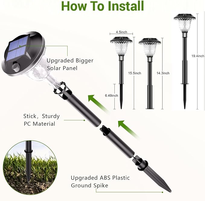 8Pack Solar Pathway Lights Outdoor Waterproof, Multicolor & Warm White Changing LED Solar Lights Christmas | Lumora