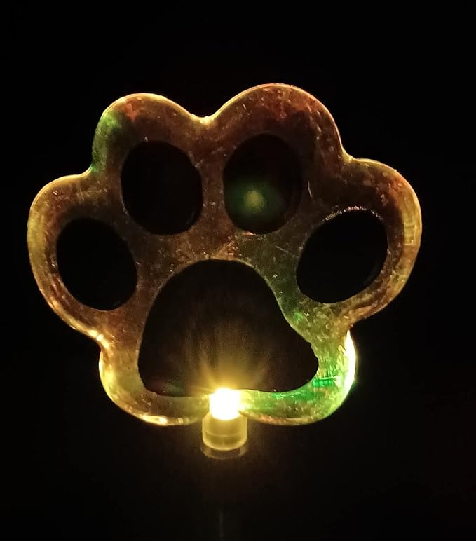 Starry Illuminate 3 PCS Solar Color Changing Dog Paw Puppy Paw Style Garden Stake Light
