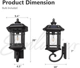 Emliviar Solar LED Wall Light Outdoor,Dusk to Dawn Solar Porch Light with Remote Control, Black Finish with Seeded | Lumora