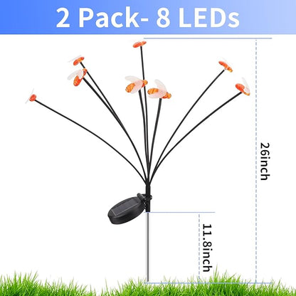 Solar Bee Lights Outdoor Waterproof, 2 Pack Solar Garden Lights with 16 LED and Two Modes,Outdoor Decor for Yard Pathway Landscape Decor with Warm White Light, Garden Decor for Outside