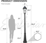Emliviar 85.4" Black Solar Powered Street Light Fixture for Pathway with Remote - Outdoor Security Flood Light | Lumora
