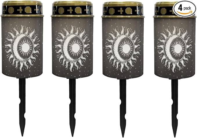 Outdoor Solar Garden Lights for Home Waterproof Pathway Lights Solar Lantern Landscape Lighting for Yard Patio Driveway Outdoor Stake Lights,Moon Star(Black)