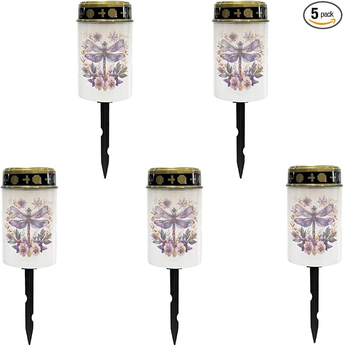 Dragonfly Solar Floral Lights Outdoor Waterproof Purple Lantern Solar Garden Lights Decorative for Yard/Patio/Driveway,Outdoor Landscape Lighting-Warm White