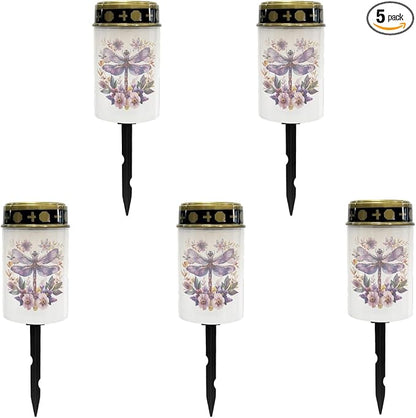 Dragonfly Solar Floral Lights Outdoor Waterproof Purple Lantern Solar Garden Lights Decorative for Yard/Patio/Driveway,Outdoor Landscape Lighting-Warm White