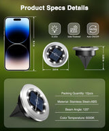 Mini Solar Ground Lights 12 Pack, Solar Lights Outdoor Waterproof, Solar Garden Lights Outdoor Landscape Lighting | Lumora
