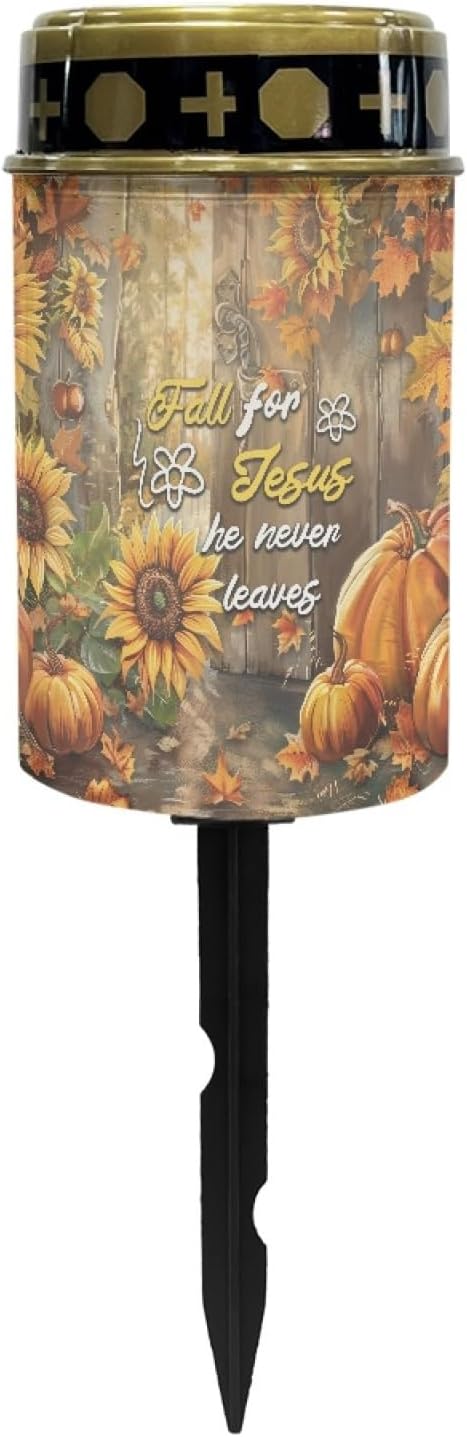 Autumn Fall for Jesus Cemetery Lights for Grave,Solar Pathway Lights Outdoor Solar Garden Light Solar Powered Lantern Landscape Lighting Yard Patio Driveway Light Solar Outdoor