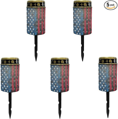 American Flag Solar Lights,Warm White Solar Pathway Lights Outdoor Waterproof Solar Garden Stake Lights Landscape Lighting for Yard Patio Flameless Stoplights,Wall Lights Auto On/Off