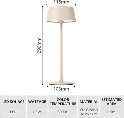 Outdoor Table Lamp,Rechargeable Cordless LED Table Lamps,Portable Desk Light,2200mAh Battery Waterproof Dimmable 3 Color Stepless Table Light,Wireless,Cafe/Dinner/Patio/Restaurant