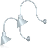 10in. Galvanized Finish Angle Shade Gooseneck Sign Light Fixture With 24in. Long Extension Arm - Wall Sconce | Lumora