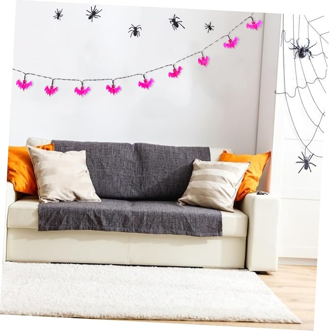 Garneck Solar Purple Bat String Lights Outdoor Decor for Halloween Parties Energy Saving Warm Light for Festive Atmosphere