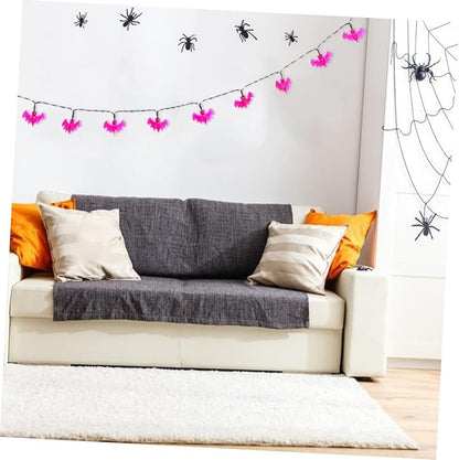 Garneck Solar Purple Bat String Lights Outdoor Decor for Halloween Parties Energy Saving Warm Light for Festive Atmosphere