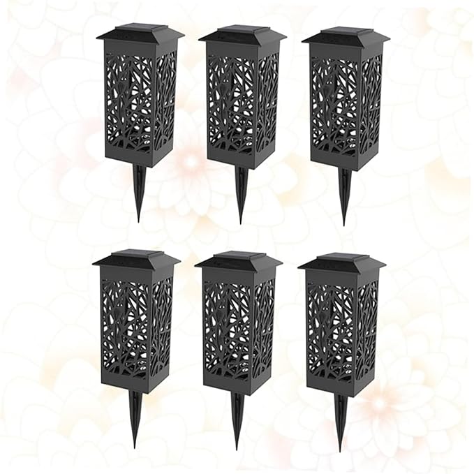 6pcs Solar Hollow Lawn Lights Outdoor Landscape Lighting Black Warm White for Garden Walkway Energy Saving Solar Step Lights