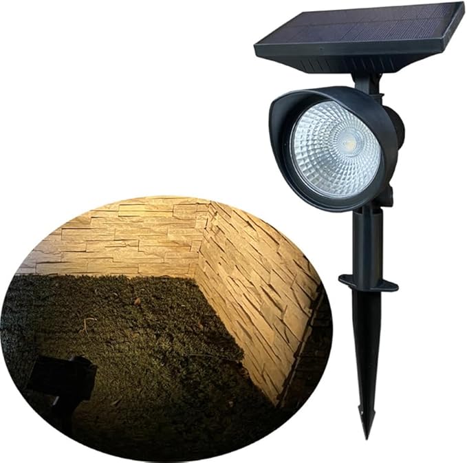 Adjustable Solar Spot Lights with Stakes Set of 2 – Warm White LED, Black, Auto On/Off Dusk-to-Dawn, Water & Weather Resistant – Solar Garden Lights for Outdoor Path, Patio, Lawn