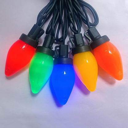 Christmas Lights Outdoor C7, 25Ft Vintage Christmas Lights 25 LED Shatterproof Colored Bulb Light Waterproof for Patio Camping Garden Wedding Christmas Easter Decor