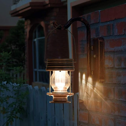 Hanging Solar Lights Outdoor - Solar Powered Waterproof Landscape Christmas Lanterns with Retro Design for Patio, Yard, Garden and Pathway Decoration (Warm Light) (1, 8.3")