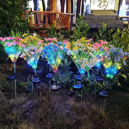 Solar Flower Lights Outdoor, Waterproof LED Daisy Flowers Solar Stake Decorative In-Ground Lights 2Mode for Garden Landscape Yard Pathway Wedding Party (Blue, 1Pack)