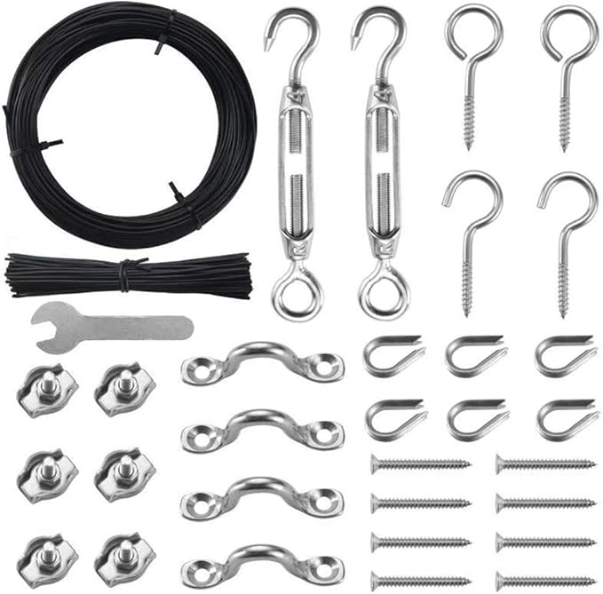 Outdoor Lights Hanging Kit,Globe String Light Suspension Kit,100FT Black Vinyl-Coated 304 Stainless Steel Guide | Lumora