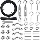 Outdoor Lights Hanging Kit,Globe String Light Suspension Kit,100FT Black Vinyl-Coated 304 Stainless Steel Guide | Lumora