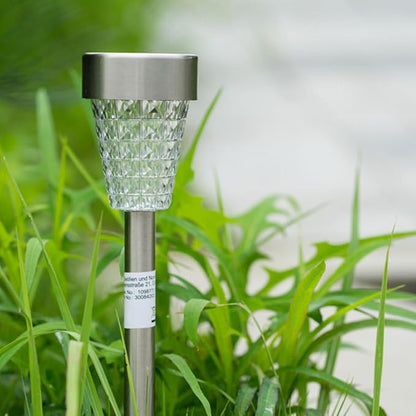 YARNOW Solar Diamond Shape Outdoor Garden Path Light, Waterproof Stainless Steel LED Solar Yard Lamp with Ground Stake, Landscape Lighting for Patio and Lawn
