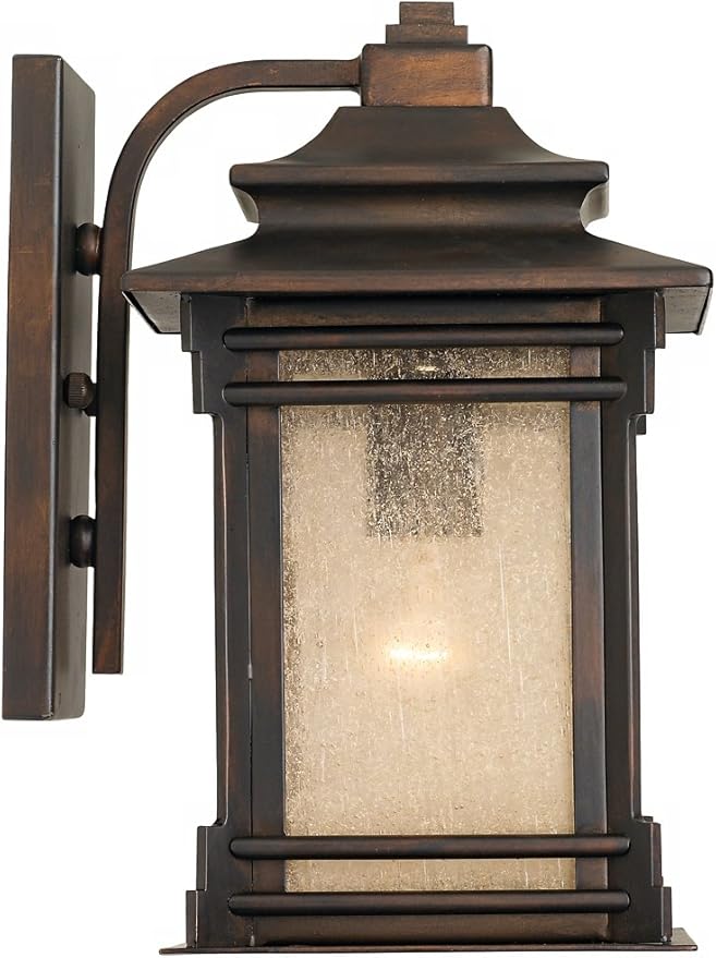 Franklin Iron Works Hickory Point Farmhouse Rustic Mission Outdoor Wall Light Fixture Walnut Bronze 12" Frosted | Lumora