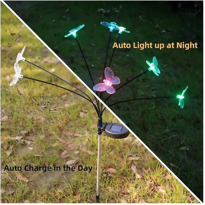 Solar Garden Lights Outdoor Waterproof 4 Pack 32 LED Decorative Color Changing Swaying Butterfly Lights Garden Decor Stakes for Outside Yard Pathway Lawn Grave Decor
