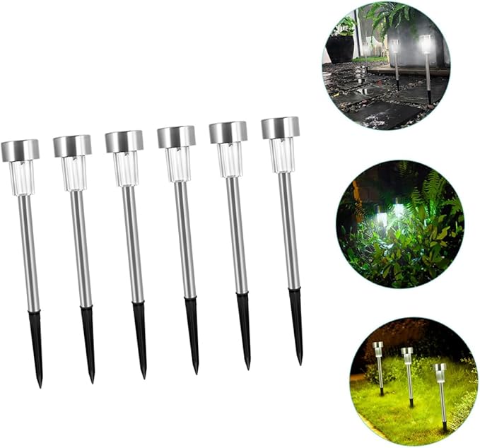 ibasenice 6pcs Solar Path Lights Durable Stainless Steel Landscape Lamp for Outdoor Garden and Driveway Decoration Design for Easy Ground Installation