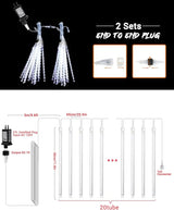 Flacchi Cool White 20 Tubes Meteor Shower Icicle Lights 480 LED Raindrop Lights with Timer - Outdoor String Light | Lumora