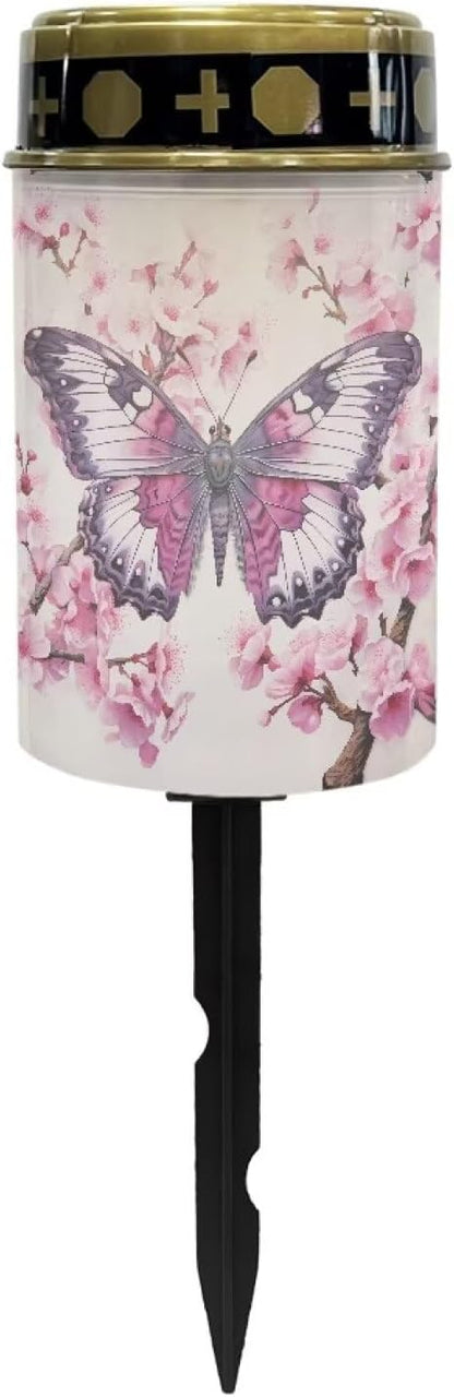 Butterfly Solar Lights Outdoor Solar Garden Lights Solar Lights for Outside Yard Path Walkway Grave Solar Light Cemetery Decoration Pink for Women