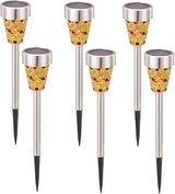 6Pcs Solar Mosaic Border Lawn Garden Lights, LED Mosaic Stake Lights Pathway Landscape Lighting for Patio Walkway | Lumora