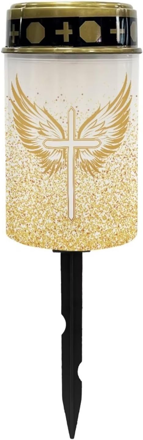 Winged Cross Solar Lights Outdoor Waterproof Cemetery Solar Lights for Grave Winged Cross Bright for Garden, Lawn,Patio,Yard Decoration