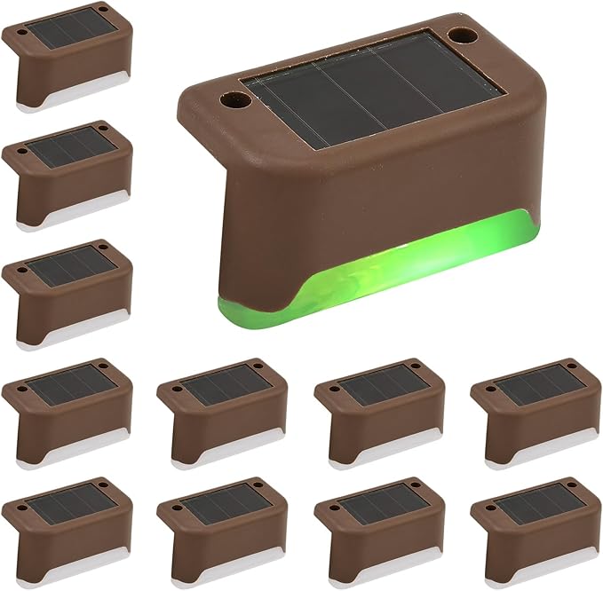 XhuangTech Solar Fence Lights Outdoor Garden, 12 Pack Solar Step Lights, Waterproof Deck Lighting for Stairs, Steps, Yard, Patio, Pathway, Gutter, Wall Decoration Ambient Light (Multi-Color Light)