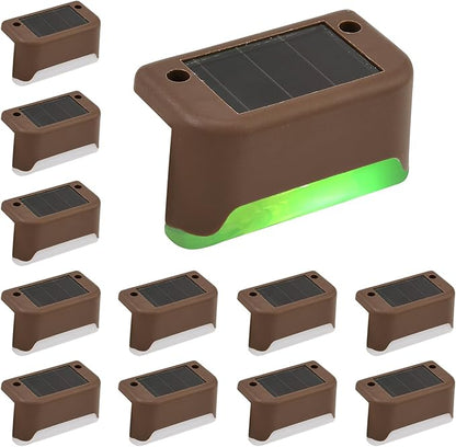 XhuangTech Solar Fence Lights Outdoor Garden, 12 Pack Solar Step Lights, Waterproof Deck Lighting for Stairs, Steps, Yard, Patio, Pathway, Gutter, Wall Decoration Ambient Light (Multi-Color Light)