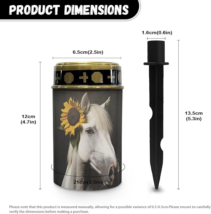 White Horse Sunflower Solar Garden Lights for Cemetery Solar Lights Outdoor Garden, Eternal Lights for Cemetery Grave Decorations