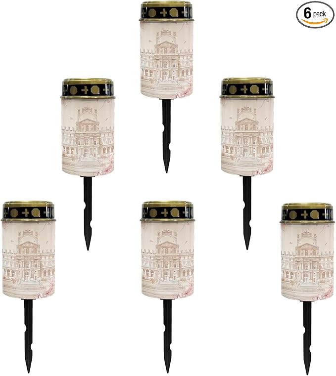 Castle Grave Lights - Cute Solar Pathway Lanterns for Outside, Waterproof Solar Stake Lights for Landscape and Wall Auto On/Off