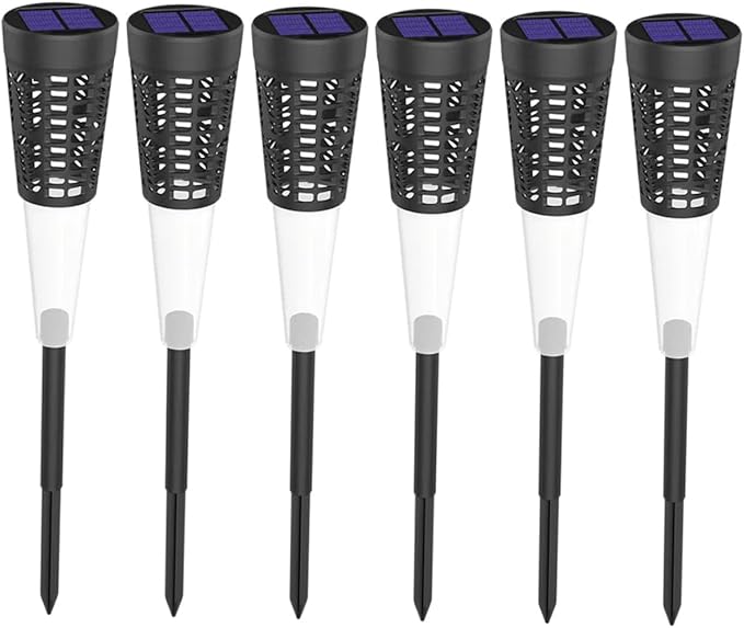 6pcs Solar Cone Cutout Ground Stake Lights for Garden Yard Decoration, Warm and Colorful Light, Waterproof Solar Pathway Lighting for Outdoor Courtyard and Lawn