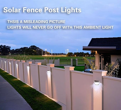 Outdoor Solar Step Lights for Stairs, Solar Fence Lights Waterproof LED Lighting, Yard Patio Pathway Pool Courtyard (Warm White Black, 2 Pack)