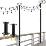 2-Pack Adjustable String Light Poles, 12.6 FT Light Poles for Outside Patio Heavy Duty, Outdoor Deck Lighting Poles | Lumora