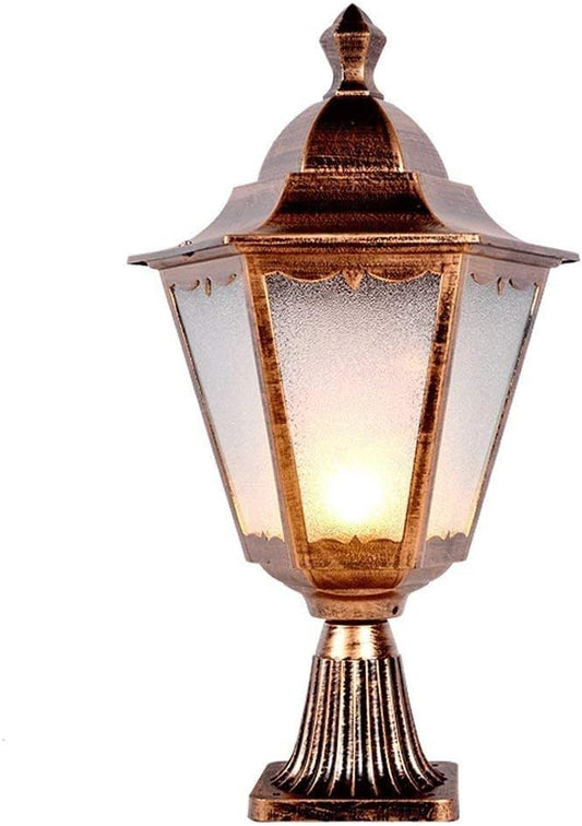 Lights Outdoor Victoria Lantern Aluminum Outdoor Waterproof Table Lamp Lawn Lamp Street Post Light Antique Retro European Scrub Glass Column Lamp Decoration Illumination for Villa Garden E27 Edison St