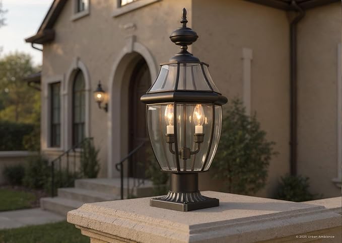 Urban Ambiance Luxury Colonial Outdoor Post Light, Large Size: 21" H x 11" W, with Tudor Style Elements, Versatile | Lumora