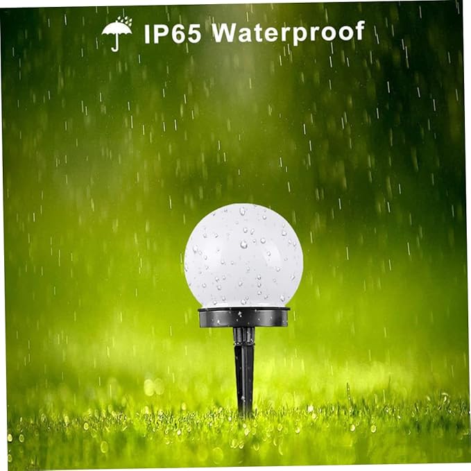 Veemoon 4pcs Solar Energy Lawn Lamp Round Ball Shape Plug in Garden Lamp No Electricity Required Solar Led Lights for Outdoor Use