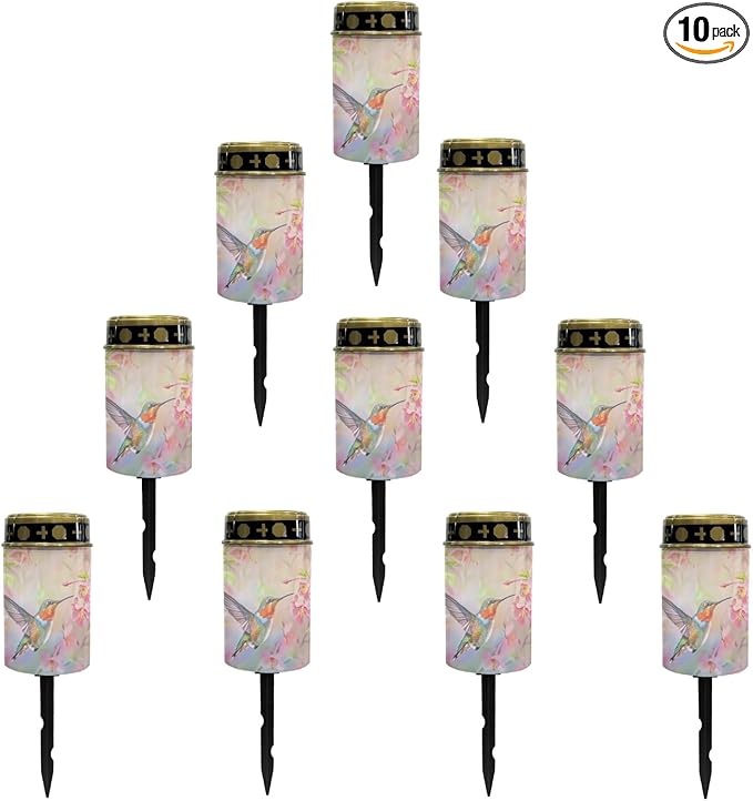 Hummingbirds Solar Pathway Lights Waterproof Solar Outdoor Lights,Solar Stake Lights Solar Lantern Solar Garden Lights, Wall Light Auto On/Off,Cherry Blossom