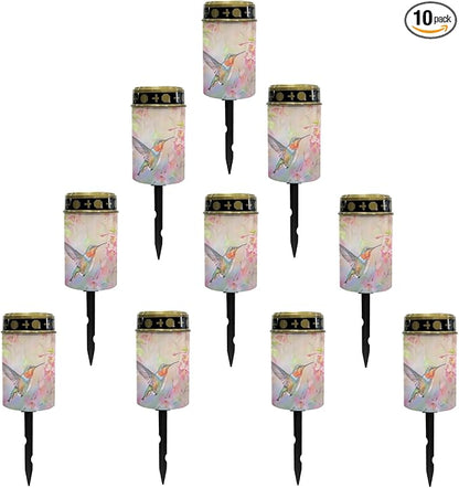 Hummingbirds Solar Pathway Lights Waterproof Solar Outdoor Lights,Solar Stake Lights Solar Lantern Solar Garden Lights, Wall Light Auto On/Off,Cherry Blossom