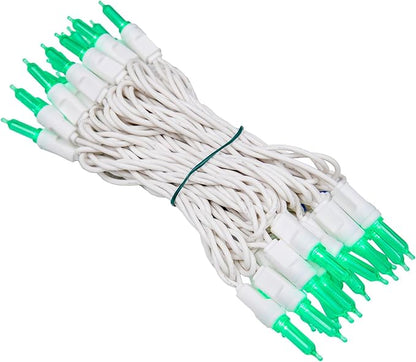 Novelty Lights Vintage Style T5 Green LED Christmas Lights, 11.5 Feet White Wire String of 35 Mini Bulbs, UL Listed Indoor/Outdoor Tree Lighting